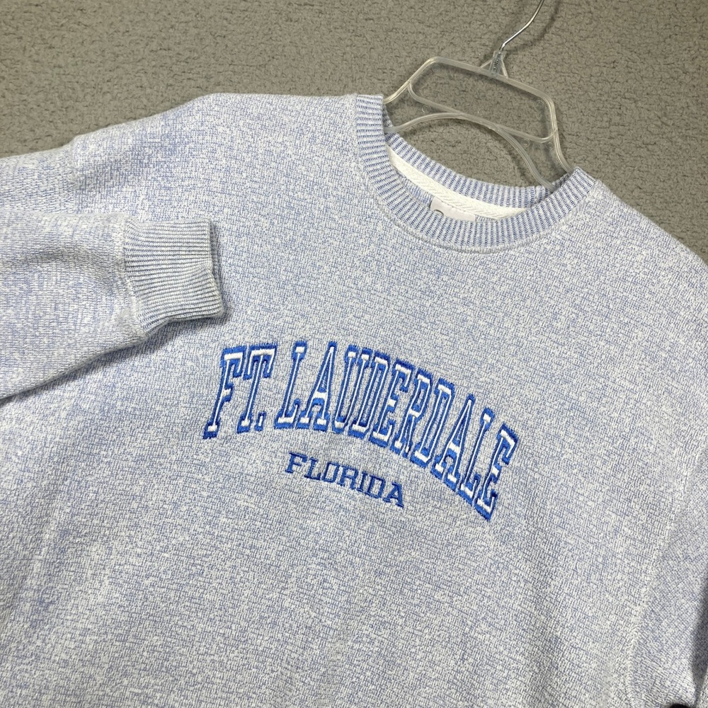 Ft Lauderdale Florida Sweatshirt Adult‎ Large Blue Embroidered Marled Pullover